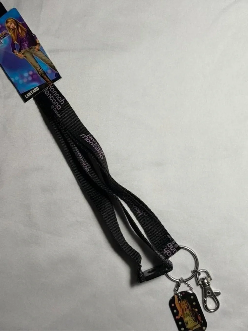 Disney Black Hannah Montana Lanyard with Pendant